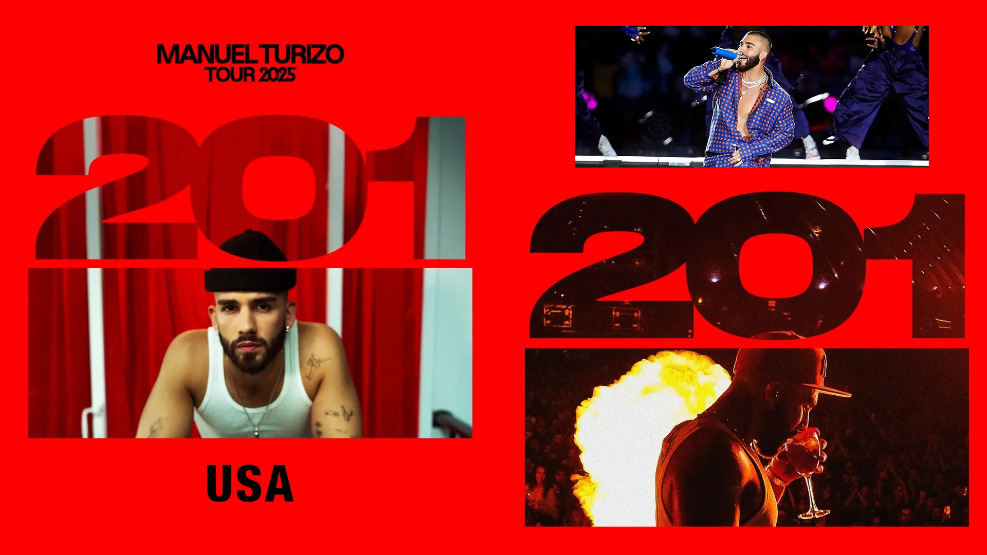 T-shirt Manuel Turizo World Tour 2025 - Coupe Ample Unisexe, Imprimé, Polyester Respirant